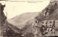VINTAGE POSTCARD Line of the South of France Falls of the Wolf and Viaduct