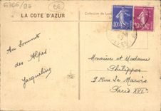 POSTAL Gourdon de la VENDIMIA visto en el mar y el Esterel