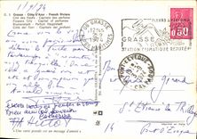 POSTAL MODERNA dimensión grasa de riviera francesa azul ISCED del capital de las flores de los perfumes