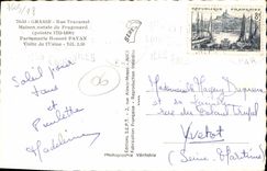 Casa nativa de Tracastel de la calle grasa de la POSTAL de la VENDIMIA de Fragonard