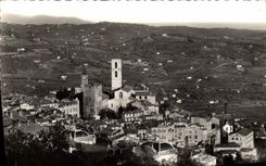 Opinión grasa de la POSTAL de la VENDIMIA sobre la ciudad vieja y el campo circundante