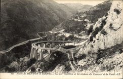 La ruta de la POSTAL de la VENDIMIA de Menton tiene Sospel Vue en Castillon y los viaductos del caramelo y de Carael