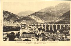 CPA L'Escarene Le Viaduc et la Gare Nice Coni