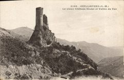 La POSTAL de la VENDIMIA embarbilla el castillo y el valle feudales viejos del VAr