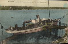 CPA Cannes lle St Honorat Depart du vapeur l' Esterel Bateau