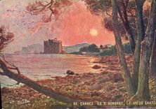 VINTAGE POSTCARD Cannes St Honorat the Old Castle