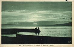 POSTAL Juan de la VENDIMIA la puesta del sol de los pinos en Esterel