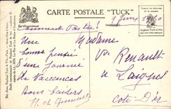 POSTAL Juan de la VENDIMIA la puesta del sol de los pinos en Esterel