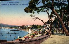 CPA Juan les Pins Ensemble de la plage Les Pins Maritimes 