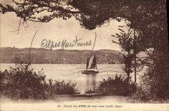 CPA Juan les Pins et vue vers Golfe Juan Bateau