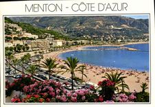 POSTAL MODERNA Menton dimensión de las nuevas playas azules de Garavan