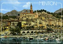 POSTAL MODERNA Menton la ciudad vieja de los barcos