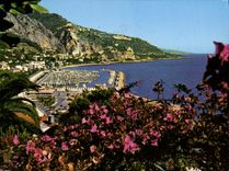 POSTAL MODERNA Menton Garavan dimensiona azul el puerto