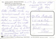 POSTAL MODERNA playas Menton nuevas y la ciudad vieja