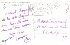 POSTAL MODERNA Menton la ciudad vista de Nult