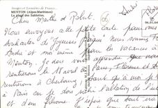 POSTAL MODERNA Menton la playa y los sablettes