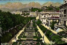 De la VENDIMIA de la POSTAL opinión Menton de los hoteles de los jardines y de las montañas de St Inés