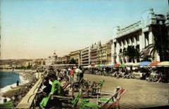 POSTAL de la VENDIMIA Menton la frontera y el Grimaldi