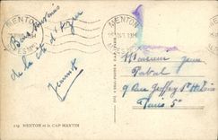 POSTAL de la VENDIMIA Menton y el cabo Martin