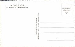 CPA Menton Vue Generale 