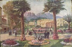 CPA Menton Le jardin public et les montagnes des agnes 