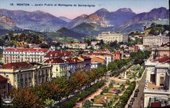 CPA Menton Jardin Public et Montagnes De Sainte Agnes