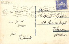 POSTAL de la VENDIMIA Menton el puerto y la ciudad vieja de los barcos