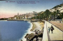 CPA Menton La Vieille Ville et la Promenade Enfants