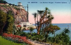 El rojo de la POSTAL de la VENDIMIA Menton oscila la frontera italiana