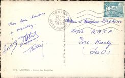 POSTAL de la VENDIMIA Menton entre las pérgolas