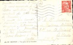 CPA Menton Vue Prise de la Frontiere