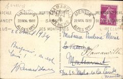 POSTAL de la VENDIMIA Menton los oficiales de aduanas italianos sin fronteras de las aduanas