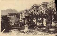 POSTAL de la VENDIMIA Menton el jardín público y el casino