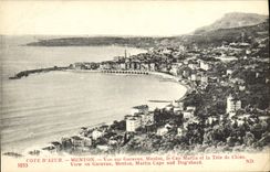 CPA Menton Vue Sur Garavan Menton le Cap Martin et la Tete de Chien