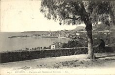 POSTAL de la VENDIMIA Menton vista las alturas de la caravana