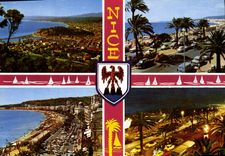 POSTAL MODERNA Niza la dimensión del recuerdo azul de riviera francesa de Niza