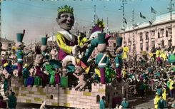 VINTAGE POSTCARD Carnival Of Nice Tank of King Carnaval LXX Sidro and Beglia