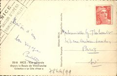 Opinión de la POSTAL de la VENDIMIA Niza desde el camino De Villefranche