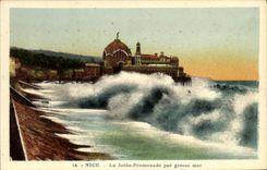 CPA Nice La Jetee Promenade Par Grosse Mer