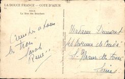 POSTAL de la VENDIMIA Niza la calle de los carniceros