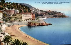 CPA Nice Le Quai des Etats Unis la Terrasse du Soleil la Tour Bellanda et le Mont Boron 