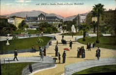 VINTAGE POSTCARD Nice Public garden and Municipal Casino