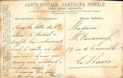 POSTAL de la VENDIMIA Niza vista entre los aceituna-árboles