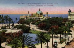 VINTAGE POSTCARD Nice the garden Albert 1st and the pier promenande