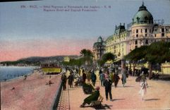VINTAGE POSTCARD Nice Negresco Hotel and walk of the English