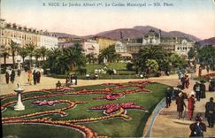 VINTAGE POSTCARD Nice the Garden Albert the 1st Municipal Casino