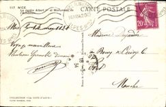 POSTAL de la VENDIMIA Niza el jardín Albert er y monumento de la anexión