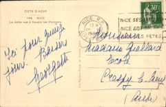 CPA Nice Le Jetee vue a travers les Palmiers 