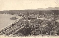 Bahía de la opinión de la POSTAL de la VENDIMIA Niza de los ángeles vista del castillo