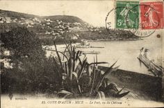 POSTAL de la VENDIMIA Niza el puerto visto del castillo